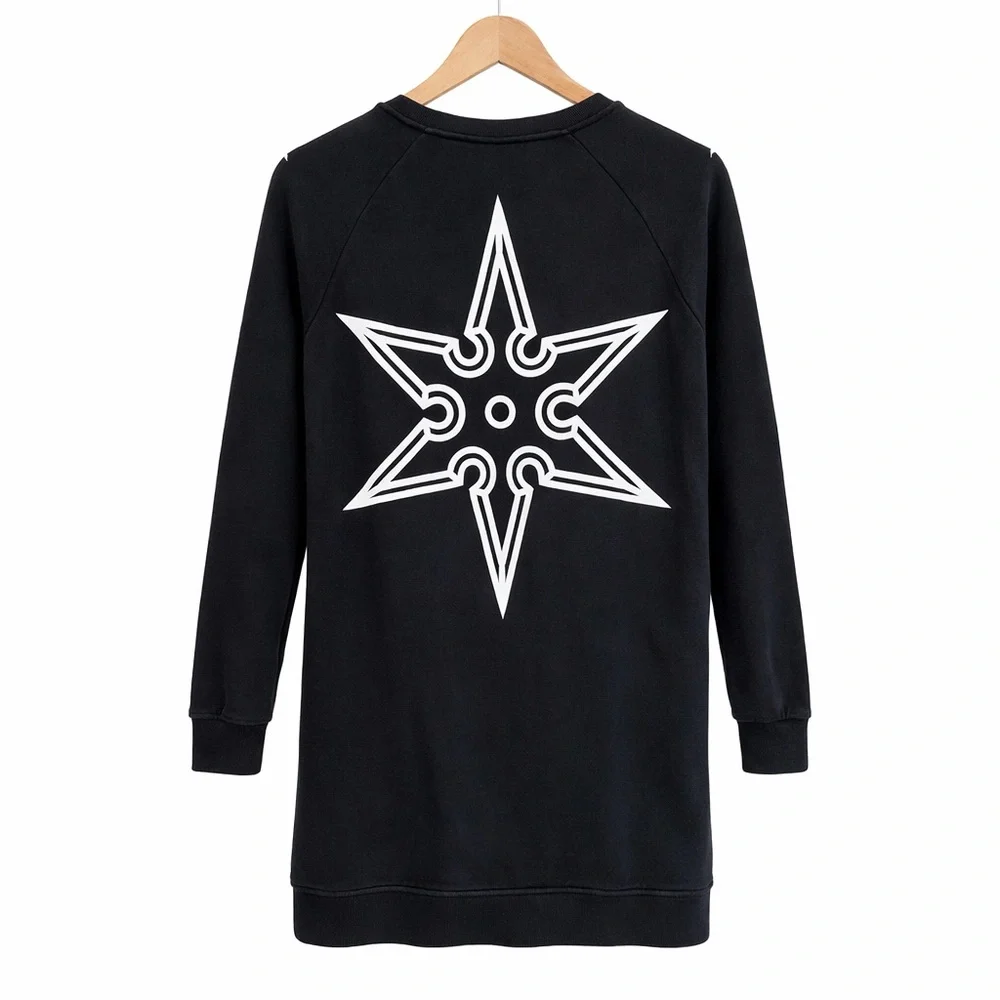 Marcelo Burlon County of Milan Tiger Graphic Sweatshirt DressXS Black Streetwear - Picture 4 of 10